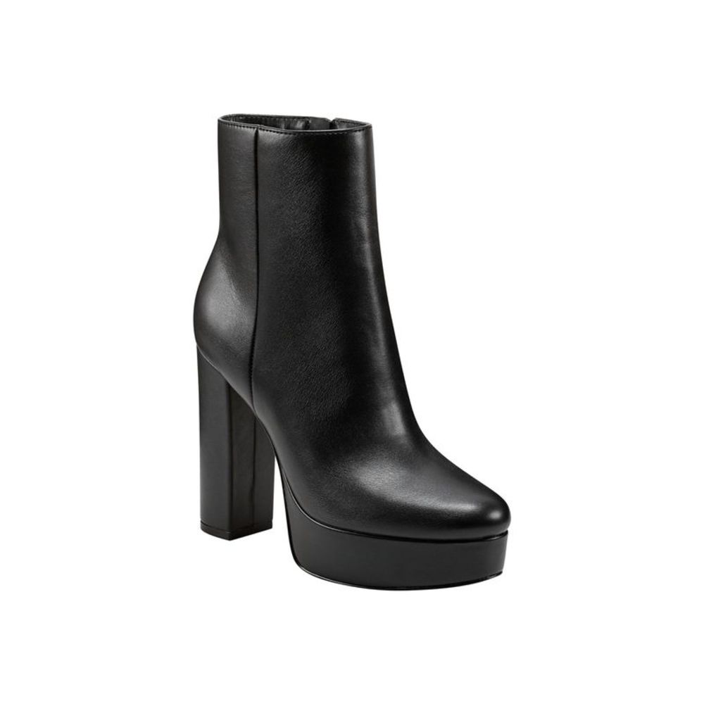 MARC FISHER Womens Black 1-1/2" Platform Rublia Almond Toe Block Heel Boots 7 M